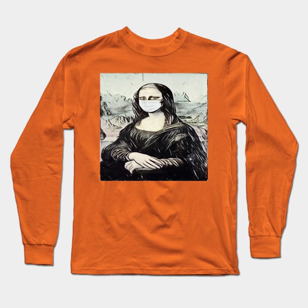 Even Mona Lisa Wears a Mask Long Sleeve T-Shirt by CocoBayWinning 